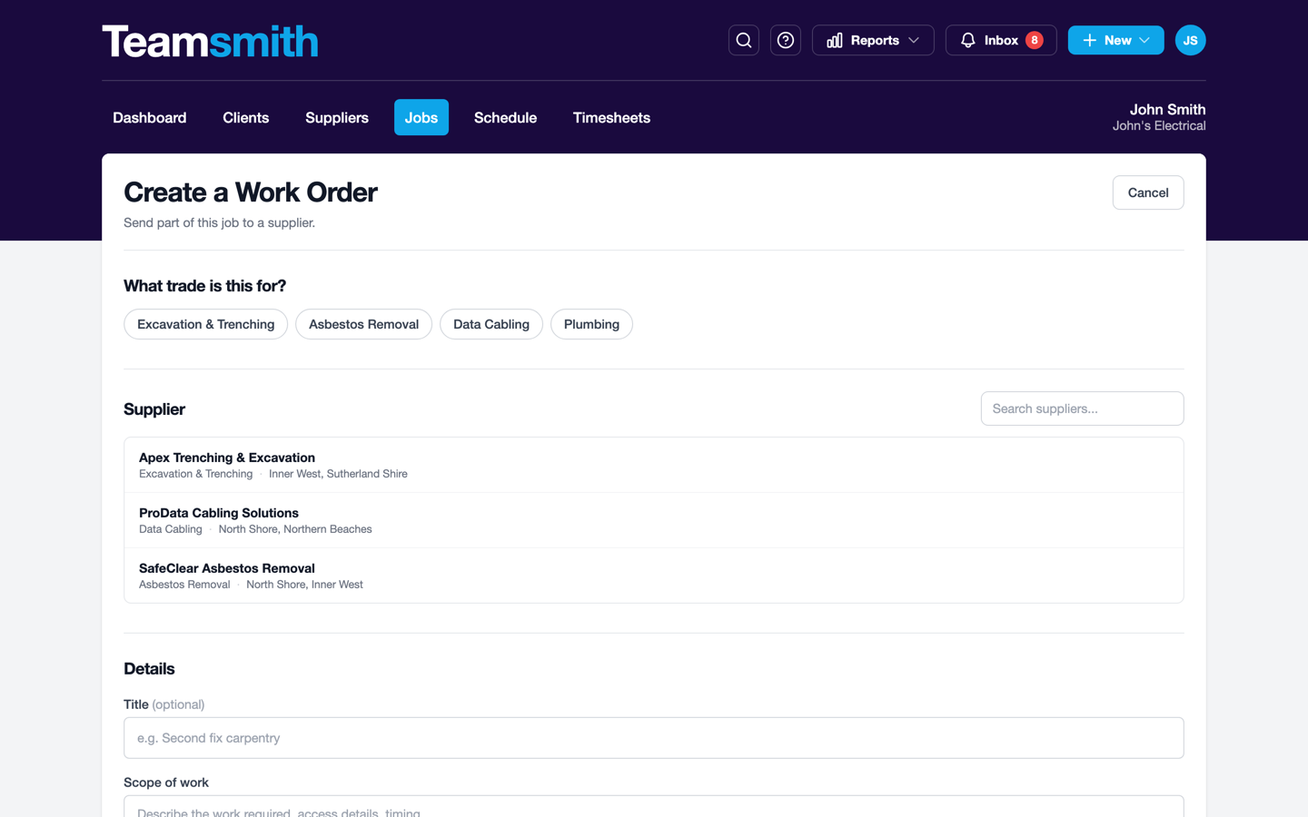Break the build into work orders