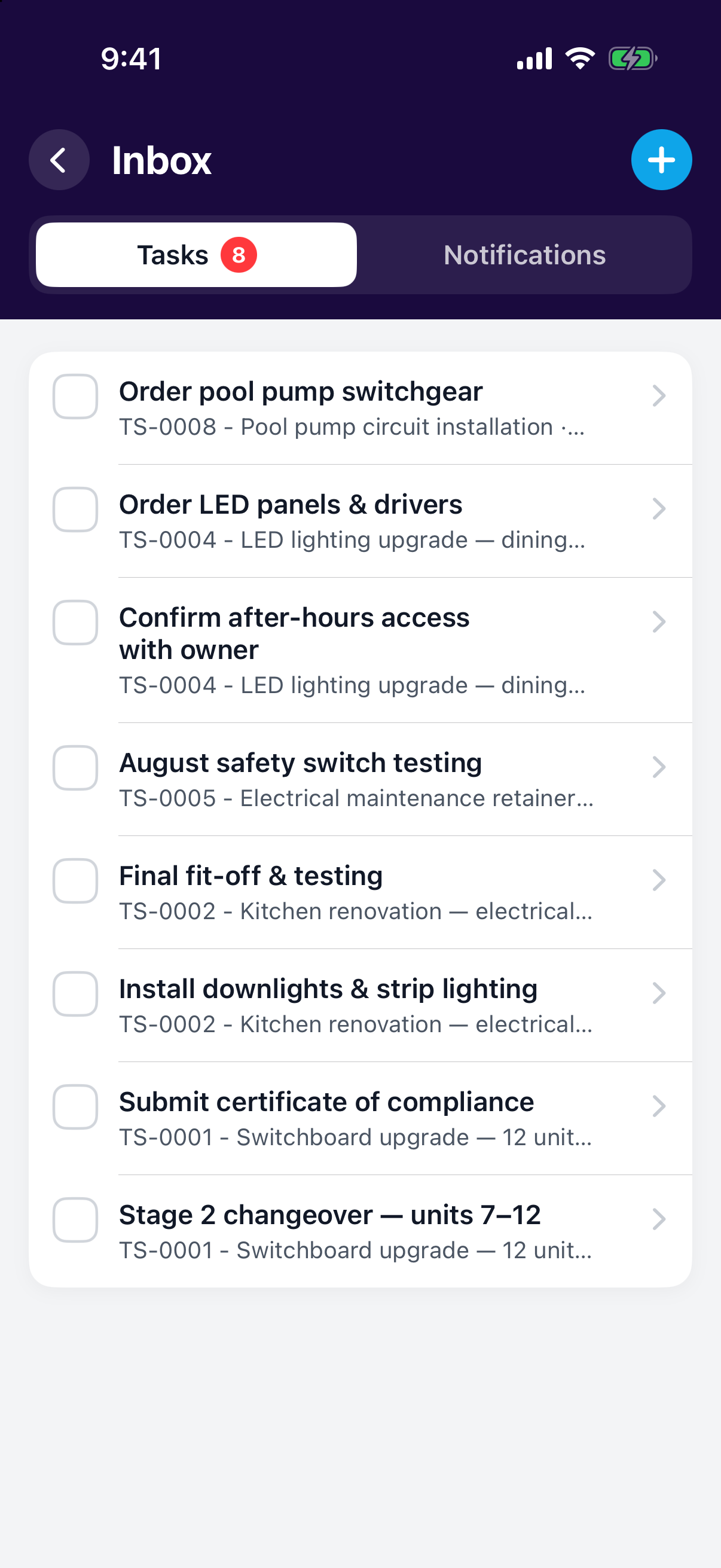Notifications inbox and push alerts on iOS