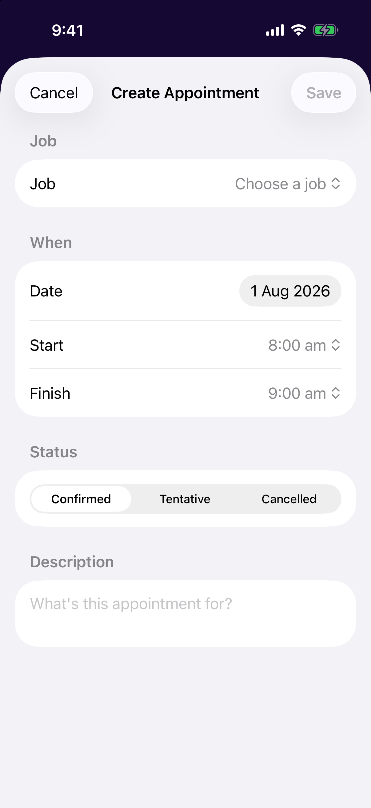 Booking an appointment in the mobile app